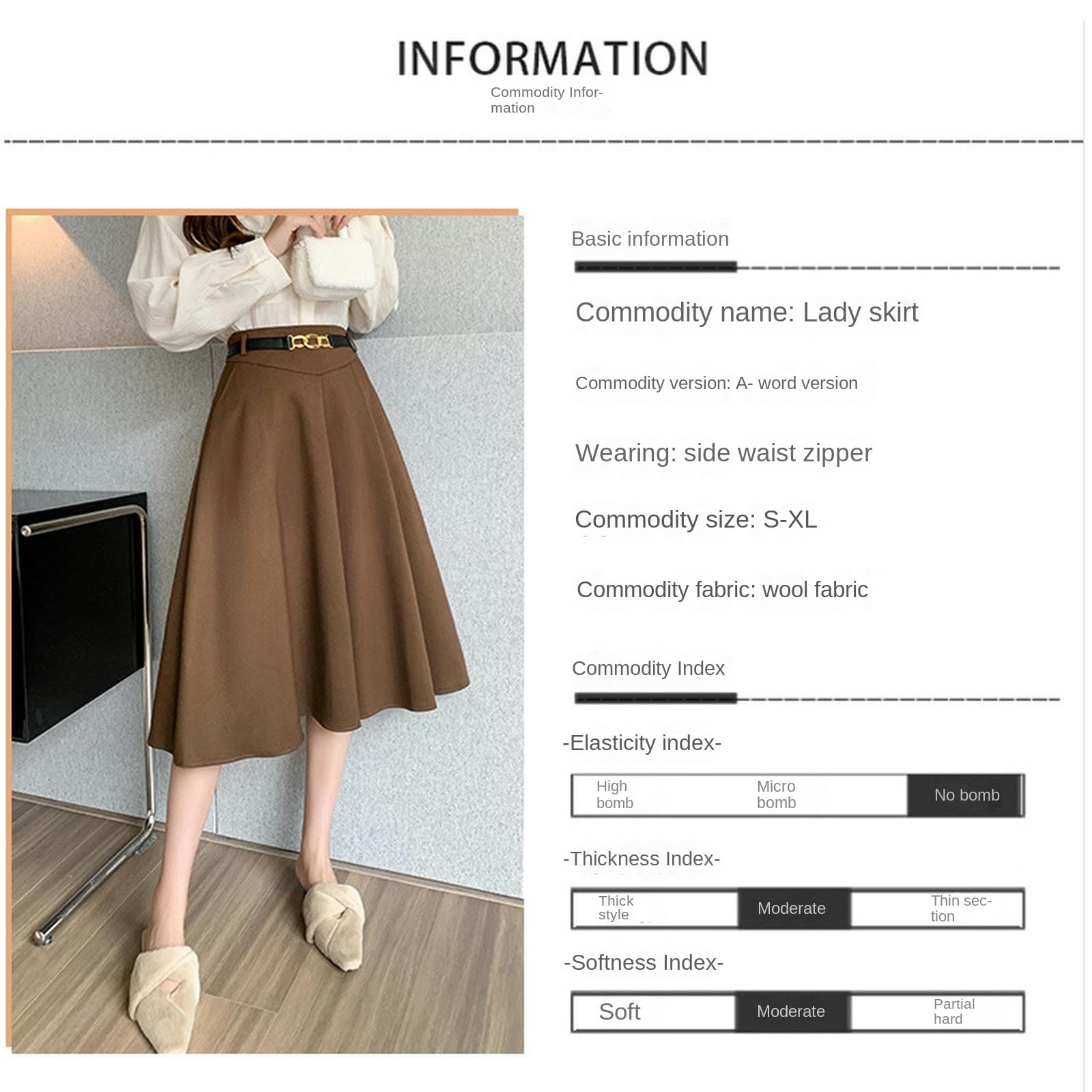 Gonna Lunga Donna Gonna delle Donne Elegante Lunga Midi Gonna Abbinamento Cintura A-Line Colore Autunno Inverno Moda Calda Gonna Plissettata Vita Alta-Nero-XL