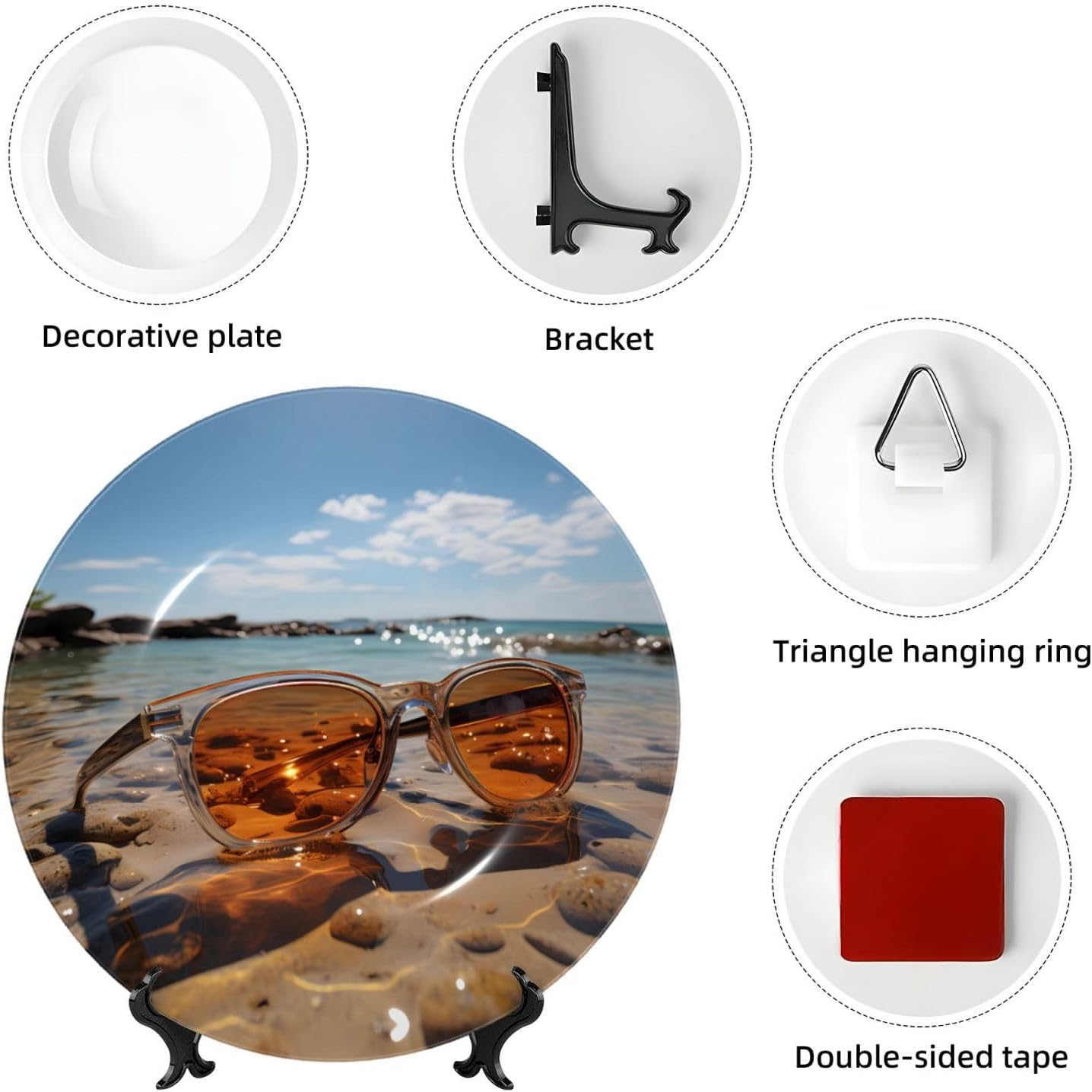 Decorative Plate Art Crafts Bone China Decorative Plate with Display Rack Souvenir Wall Decor Ceramic Ornaments Dinner Plates Ceramic Decoratives Plates for Home Office 10in