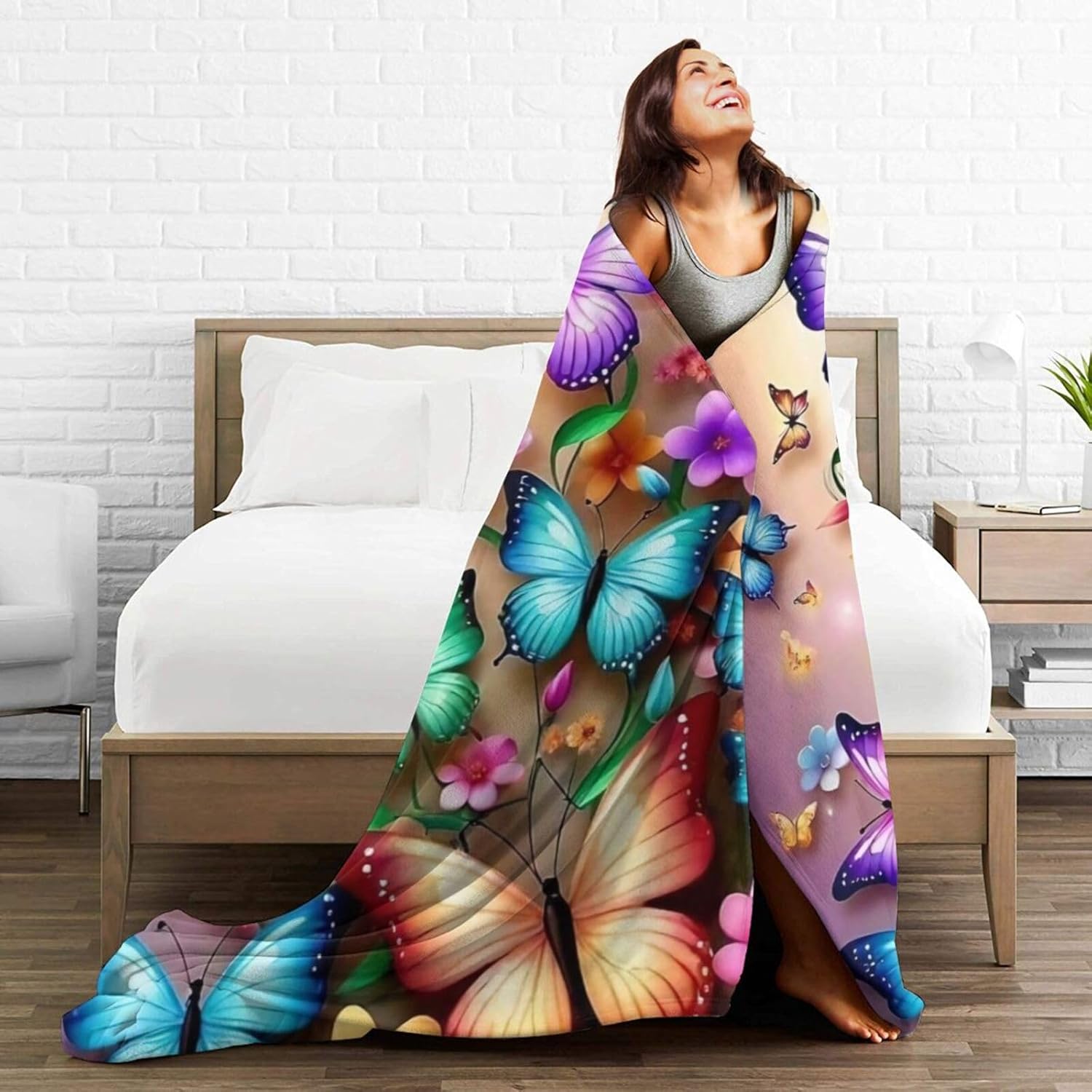 Ultra Soft Cute Butterfly Decor Butterfly Blanket Flannel Throw Blanket Bedding Suitable for Travel Camping Living Room Sofa Bedroom Decoration Gifts (Style-5, 50inx40in) - Image 6