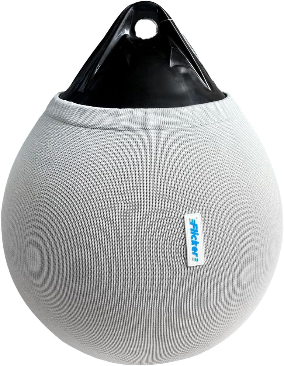 Boat Fender Cover for Round Buoy – Stretchable Knit Sleeve with Drawstring for Dock Bumper Ball, Fits Yacht Sailboat (15in*ø11.4in/38cm*ø29cm)