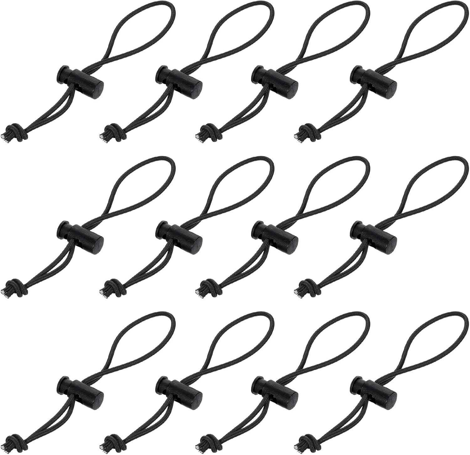 12 Pcs Adjustable Cable Strap Toggle Tie Multipurpose Extra Thick Elastic Cable Tie and Organizer Securing Canopies Tarps Shades Cables Suitable for Home Office Kitchen Bedroom (Black (6.3 Inch))