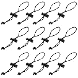 12 Pcs Adjustable Cable Strap Toggle Tie Multipurpose Extra Thick Elastic Cable Tie and Organizer Securing Canopies Tarps Shades Cables Suitable for Home Office Kitchen Bedroom (Black (6.3 Inch))