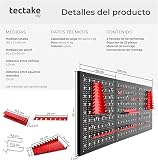 tectake® 3-Panel Pegboard, incl. Hooks & Holders, Wall-Mounted Tool Organiser with Universal Hole Spacing & Easy, Flexible Installation, Space-Saving Tool Storage Organiser for Garage, Shed & Workshop - 6