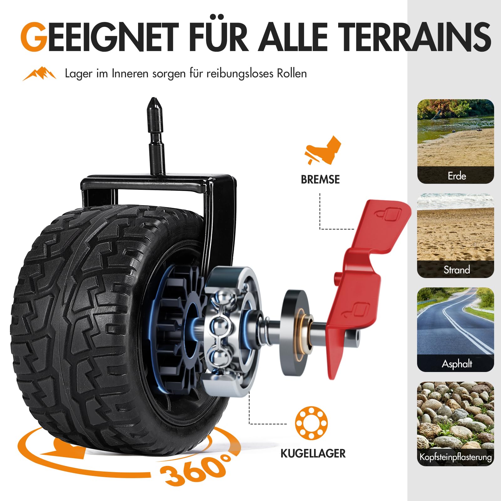 Portal Bollerwagen faltbar XXXL 600L Große Ladefläche 180kg Belastbar Ultrabreit Handwagen mit Seitentasche Transportwagen Leiterwagen Klappbar Strandwagen Faltwagen für Garten Camping Festival