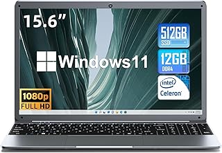 SGIN Laptop, 15.6 Inch Windows 11 Laptops Computer with Intel Celeron N5095 Processor(Up to 2.9GHz), 12GB DDR4 512GB SSD FHD 1920x1080 Display, Bluetooth 4.2, Webcam, USB 3.0, WiFi