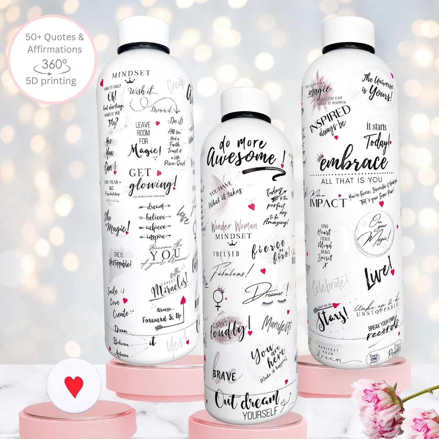 24oz Motivational Water Bottle – Be Unstoppable, Stainless Steel, Affirmation Bottle, Positive Gift for Women, Boss Lady, Inspirational Drinkware for Gym, Office, Travel