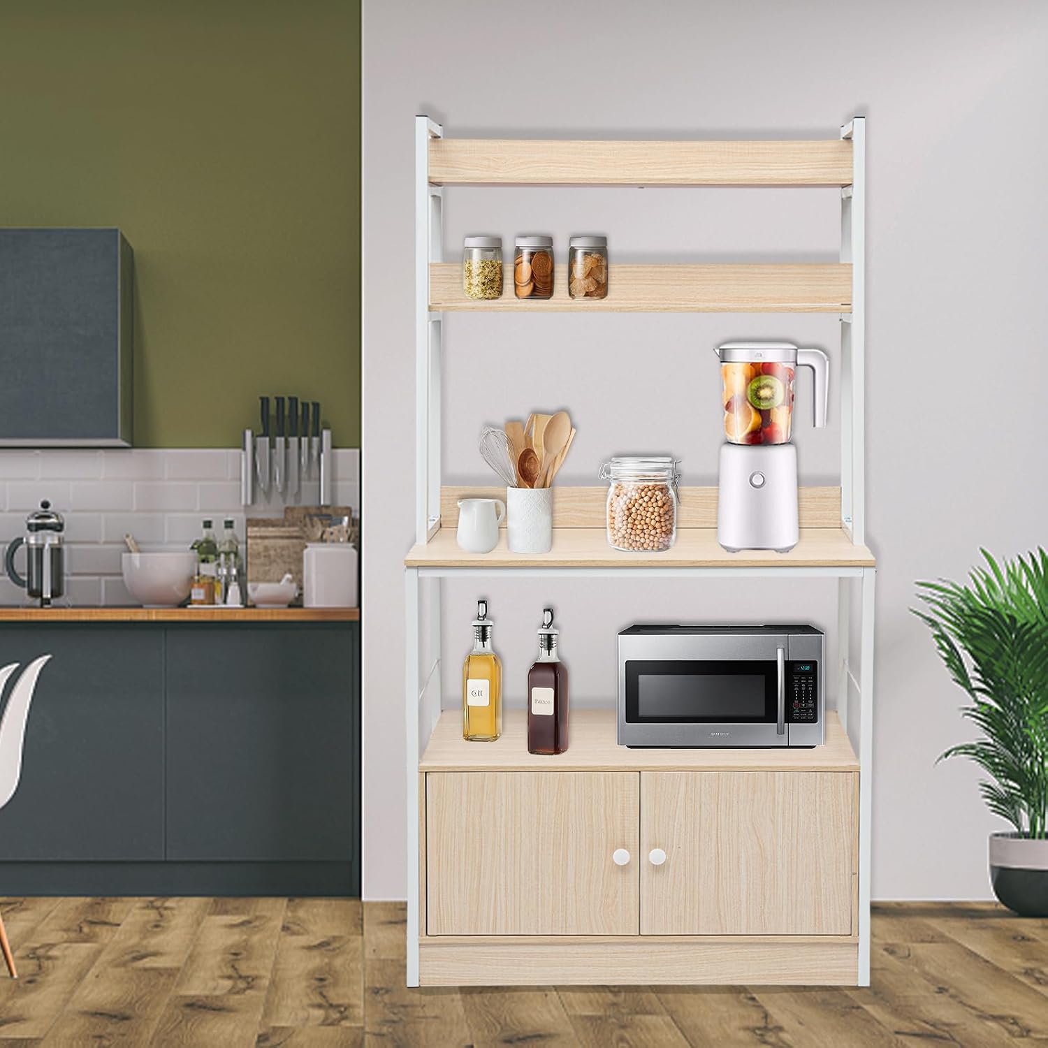 5-Tier Wine Rack, Kitchen Storage Cabinet Storage Shelf Organizer, for Living Room, Kitchen, Bedroom, Hotel, Bar, Cupboard, Bookcase, Display Rack(White)