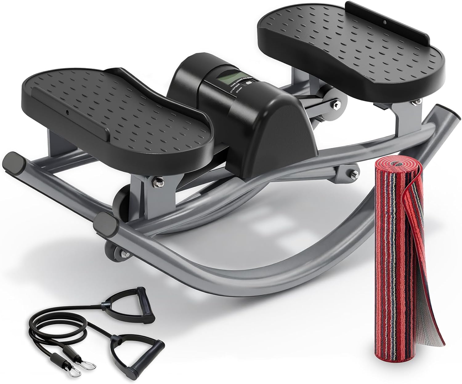 Upgraded Rock Stepper 2.0 for Exercise at Home, Rocking Stepper Side to Side, Low-Impact Knee-Friendly Exercise Machine with Resistance Bands, LCD Monitor & 330 LBS Capacity, Full Body Workout