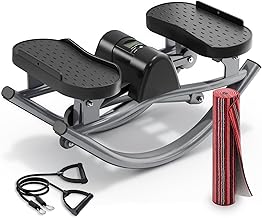 FineWay Upgraded Rock Stepper 2.0 for Exercise at Home, Rocking Stepper Side to Side, Low-Impact Knee-Friendly Exercise Machine with Resistance Bands, LCD Monitor & 330 LBS Capacity, Full Body Workout