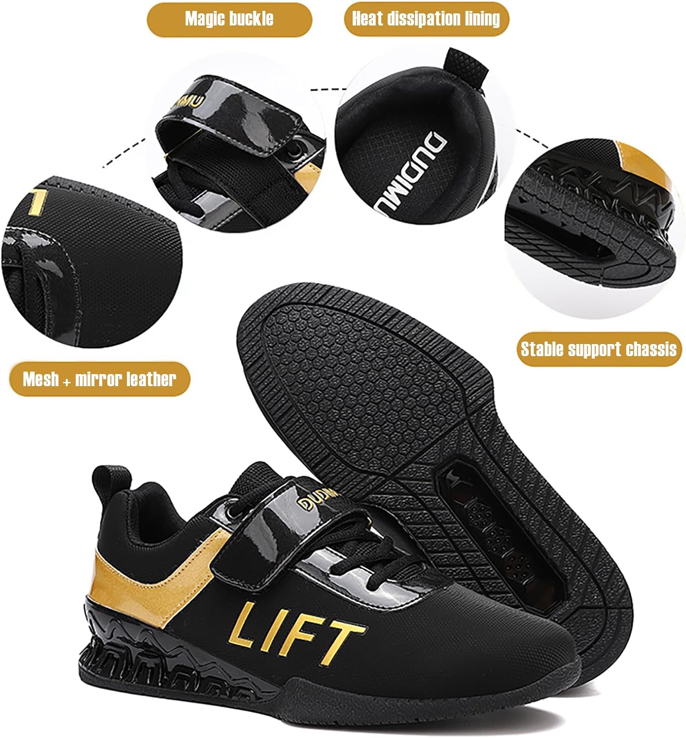 Weightlifting Shoes Squat & Deadlift Shoes for Men Women – Arch/Heel Support Non-Slip Footwear for Heavy Lifting, Powerlifting, Strength Training
