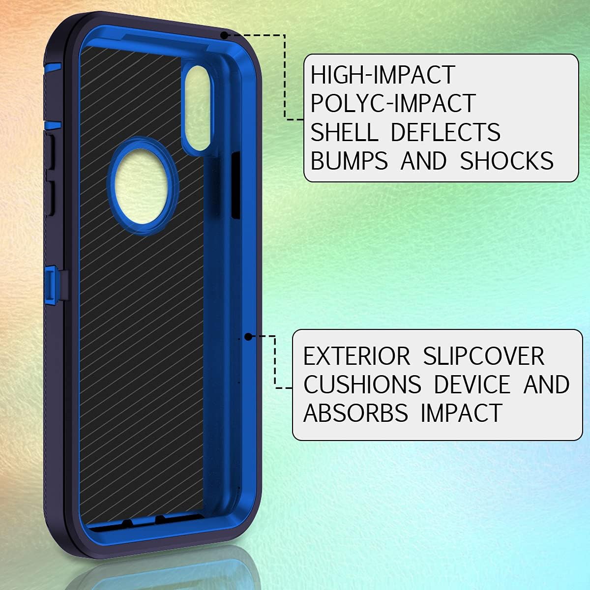 I-HONVA for iPhone Xs Max Case Shockproof Dust/Drop Proof 3-Layer Full Body Protection [Without Screen Protector] Rugged Heavy Duty Durable Cover Case for Apple iPhone Xs Max 6.5-inch, Navy Blue