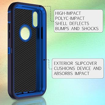 I-HONVA for iPhone Xs Max Case Shockproof Dust/Drop Proof 3-Layer Full Body Protection [Without Screen Protector] Rugged Heavy Duty Cover Case for Apple iPhone Xs Max 6.5-inch, Navy Blue