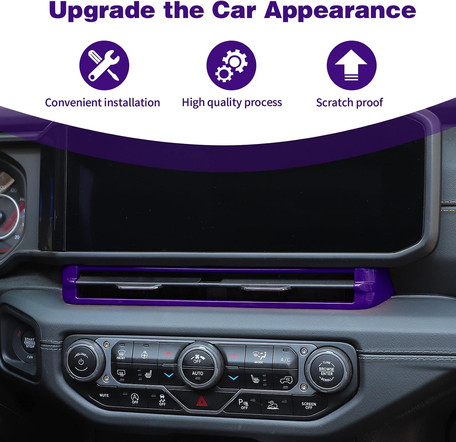 for 2024 Jeep JL Dash Center Air Vent Trim Cover Purple Compatible with 2024 Jeep Wrangler JL JLU & Gladiator JT Purple Interior Accessories