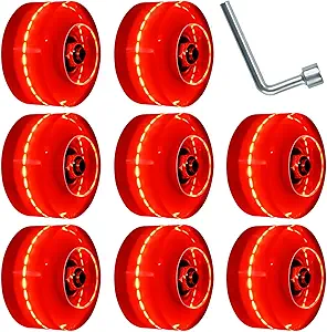 Nezylaf 8 Pack 78A Light up Roller Skate Wheels 32 * 58/36 * 65mm, Skate Wheels with Abec9 Bearings Installed for Indoor or Outdoor Double Row Skating and Skateboard Accessories