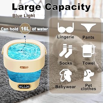 Underwear Washing Machine,16L 2.3kg Mini Washing Machine Portable Washewith 3 Modes Deep Cleaning of Underwear, Socks, Towel, Lavadora Portatil Suitable for Apartments, Dorm, Camping