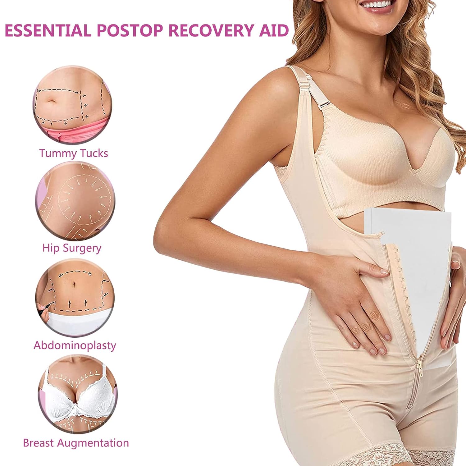 Lipo Foams Pads for Post Surgery, 4 Pack 8" x 11" BBL Foam Pads Boards Liposuction Surgery Foam Sheet for Recovery, Flattening Abdominal Help Out When Using Ab Board Compression Garments Tummy Tuck