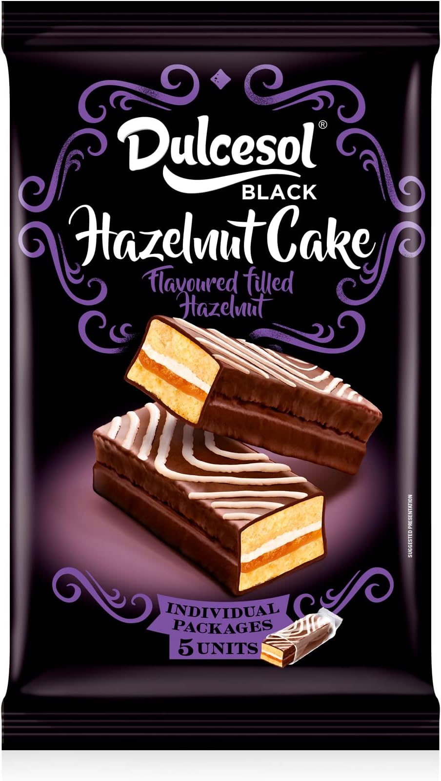 Dulcesol Black Hazelnut Cake with Hazelnut Flavored Cream 5 Individual Cakes