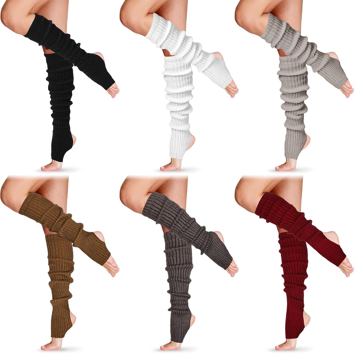 SATINIOR Long Leg Warmers for Women 24 Inch over The Knee Knit Ribbed Leg Warmer Stirrup Yoga 80s