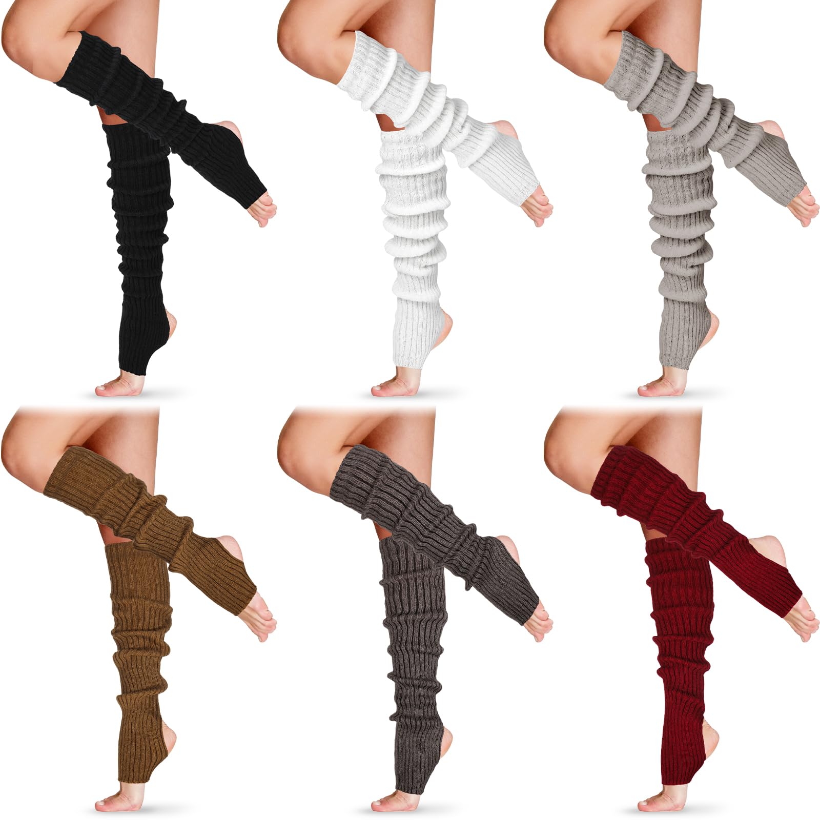 SATINIOR Long Leg Warmers for Women 24 Inch over The Knee Knit Ribbed Leg Warmer Stirrup Yoga 80s