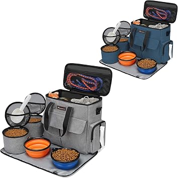 Modoker Dog Travel Bag, Weekend Pet Travel Set for Dog and Cat, Airline Approved Tote Organizer with Multi-Function Pockets