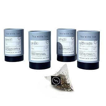 Tea with Tae Mini Tea Tube 4-Pack, Assorted Gourmet Tea, 3 Flavor Collection Options Assortment 1 Herbal Caffeine-Free Tea Collection