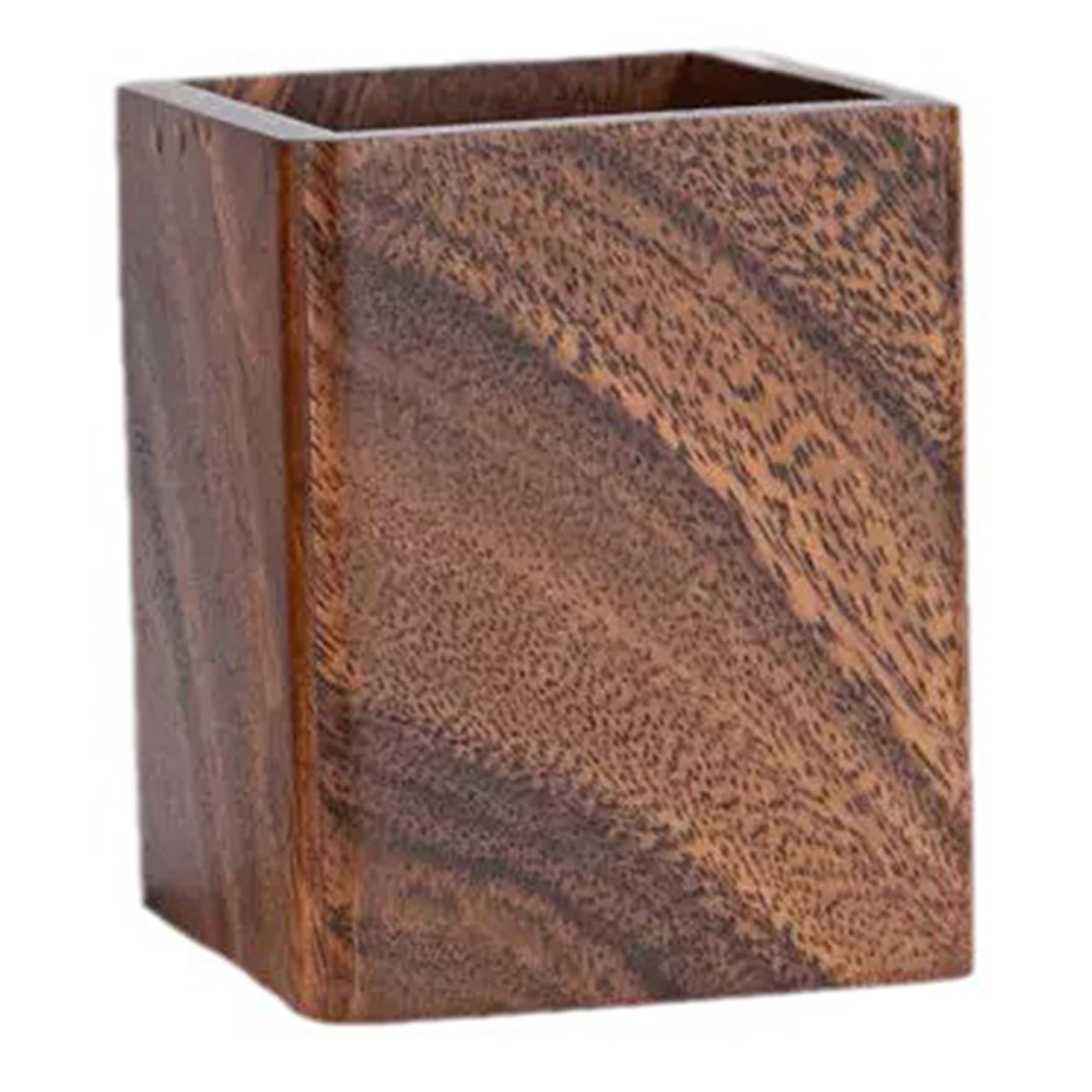 Obelunrp Wooden Pencil Holder 3 x 3 x 4 Natural Walnut Wood Pencil Box Multiple-Use Pen Container Desk Writing Stationary Organizer Pen Holder Cups for Office School Supplies Storage, Desk Orga