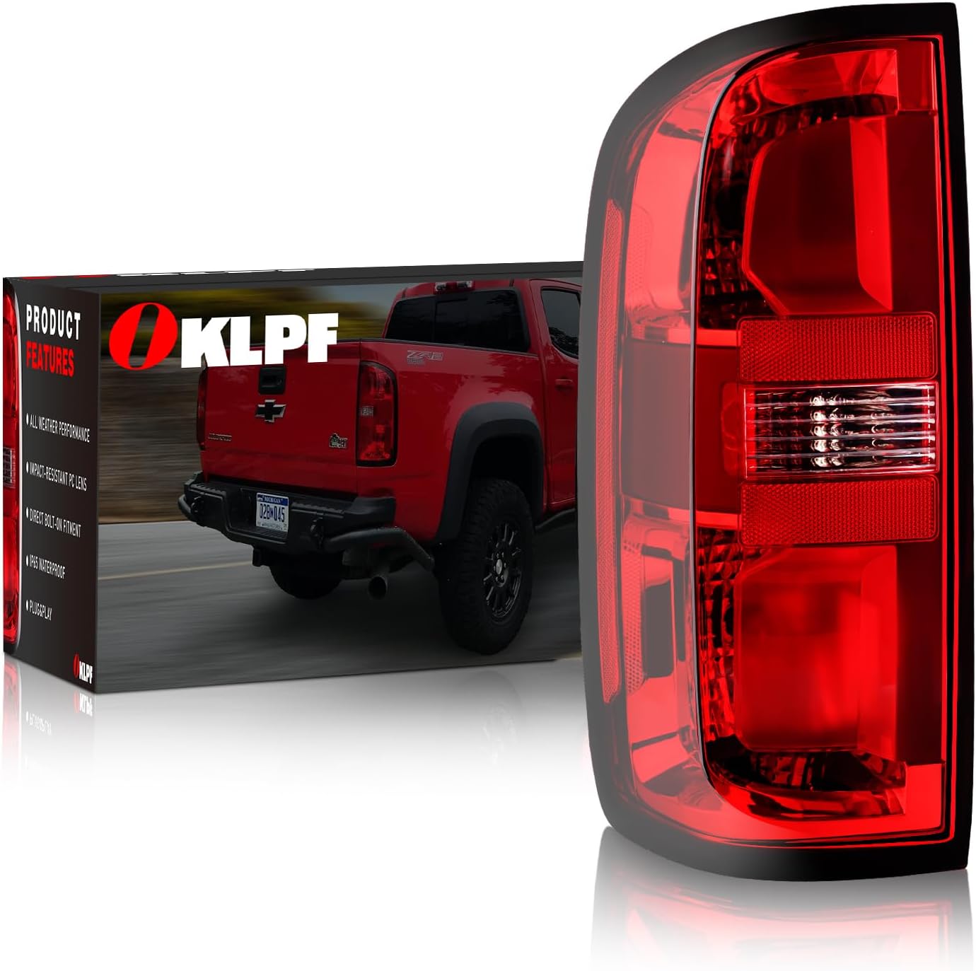 OKLPF Rear Brake Tail Light Compatible With 2015 2016 2017 2018 2019 2020 2021 2022 Chevy Colorado,Replace 84630993 GM2801270,Red Taillight Assembly with Bulbs and Harness,Right Passenger Side