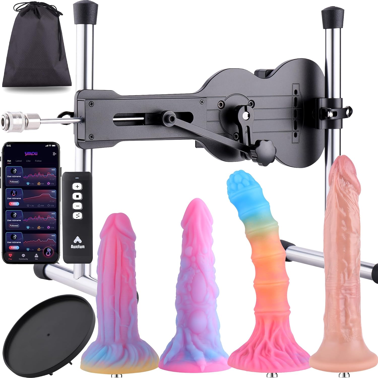 Sinloli APP Sex Machine, Upgraded APP Remote Controlled Automatic Love Machine with Glow-in-The-Dark Silicone Dildo Attachments, Adjustable Thrust Depth and Angle Adult Sex Toy