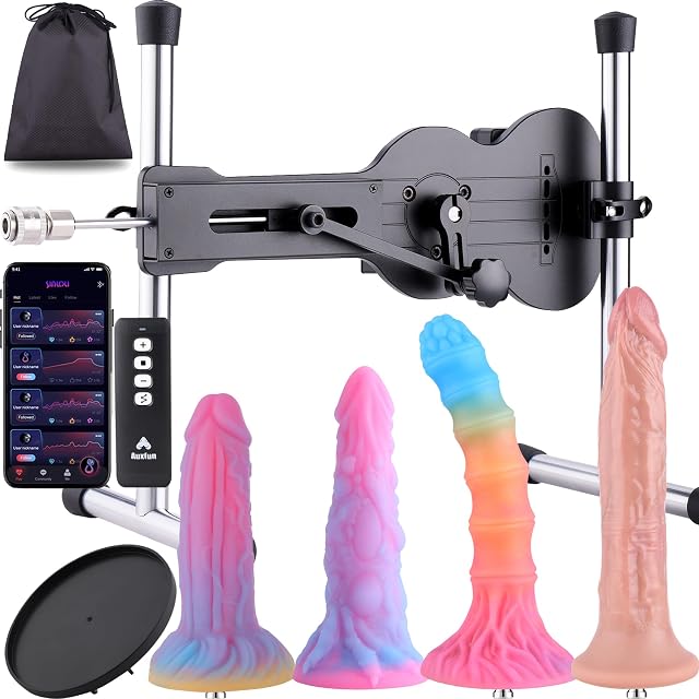 Sinloli APP Sex Machine Upgraded APP Remote Controlled Automatic Love Machine with Glow-in-The-Dark Silicone Dildo Attachments Adjustable Thrust