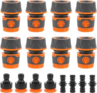 Schlauch Kupplungs Satz, 8 Stück 3/4 Zoll Schlauchverbinder mit Kupplungs, Doppelstecker Gartenschlauch Verlängerung Kupplung Gartenschlauch Verbinder für Familie Garten