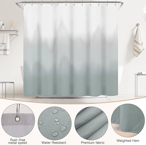 Vista 24 de iMucci Accesorios de baño, juego de baño negro con cortina de ducha y alfombra, cortina de ducha impermeable con alfombra ultra absorbente, juego