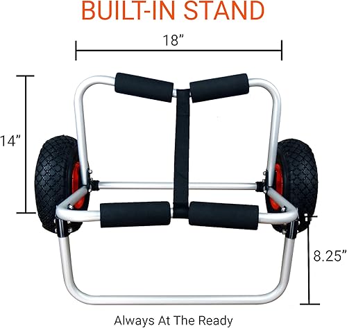 Miniatura 4 de BKC UH-KC271 Carrito de dos ruedas para kayaks, tablas de remo de pie, canoas - Fácil transporte por tierra en el lago, playa o embalse