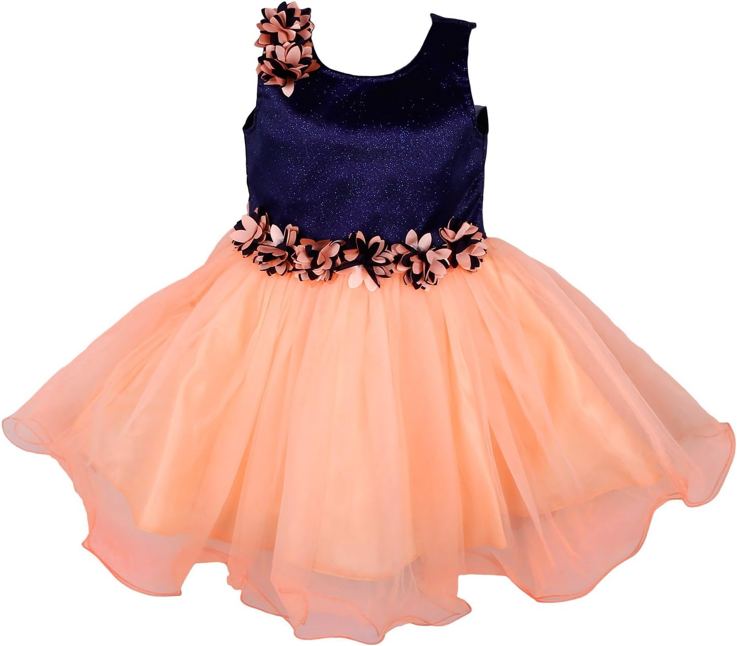 Wish Karo Baby Girls' Knee Length Dress (bx1005_Peach)