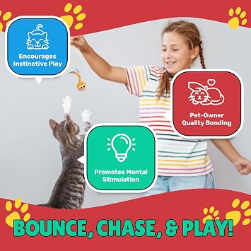 Bouncy Tails 15-Pack Cat Ball Toy with Natural Feathers, Interactive Cat Toys for Bored Indoor Adult Cats, Feather Cat Toy for Indoor Cats and Playful Kittens