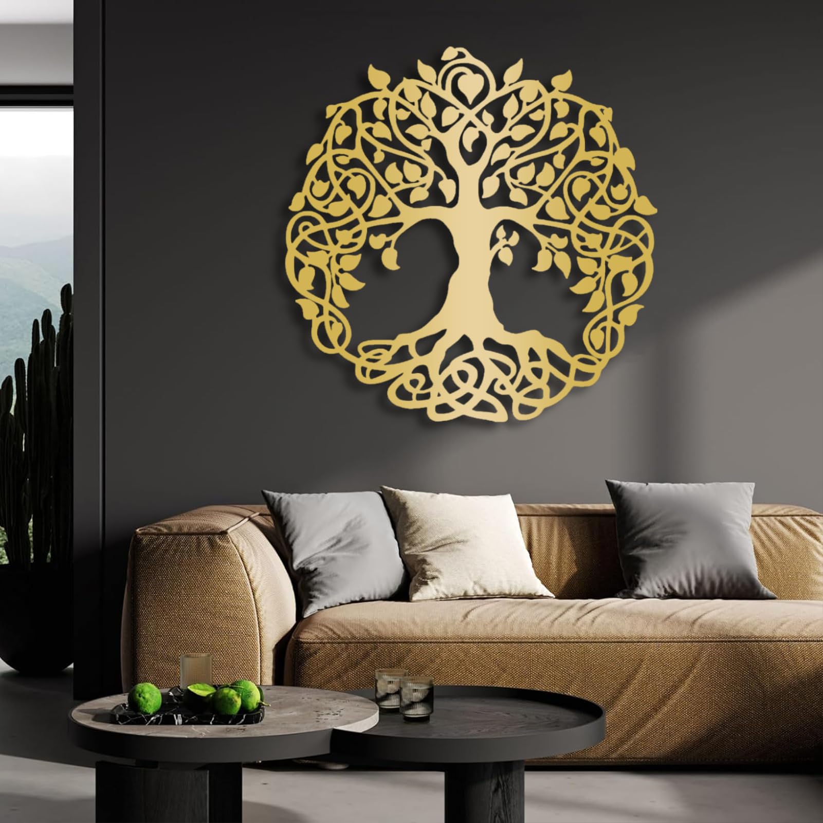 Tree Of Life Metal Wall Art - 24x21 Inch Steel Wall Decor | Outdoor/Indoor | White, Black, Gold, Silver