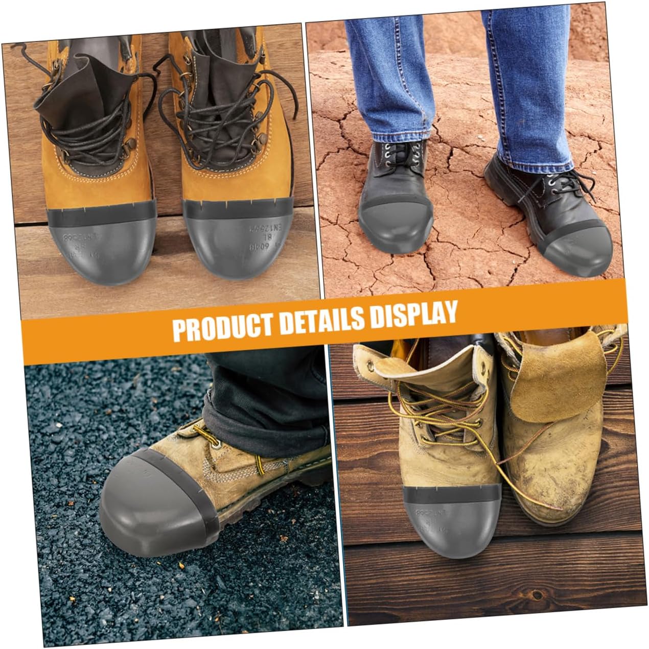 TEHAUX 2Pairs Protective Toe Covers Safety Toe Guards Wear Resistant Shoe Heads Protector for Men and Women Enhanced Coverage and Comfort for Work Shoes