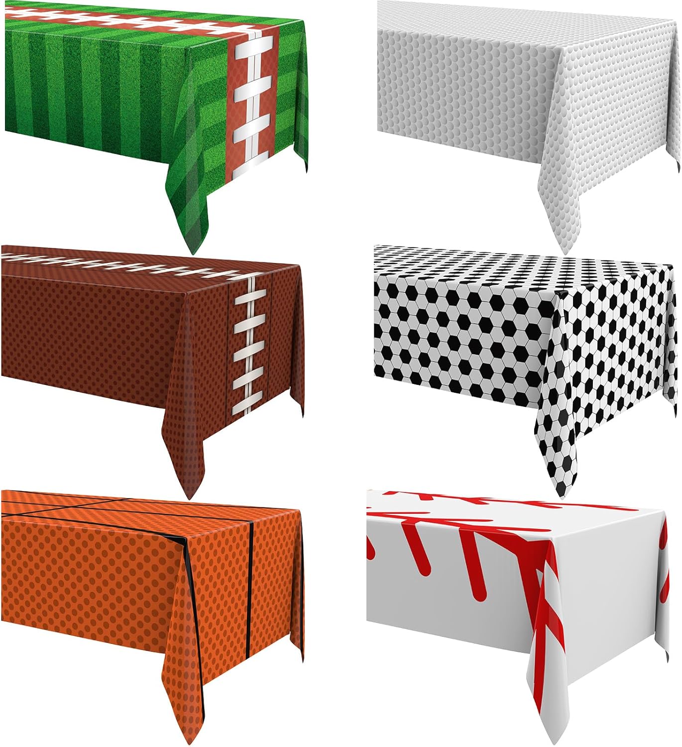 Oudain 12 Pcs Sports Ball Themed Tablecloths Disposable Plastic Sports Table Cloth Baseball Football Soccer Basketball Tablecloth Rectangular Plastic Table Cover for Sports Birthday Party Supplies