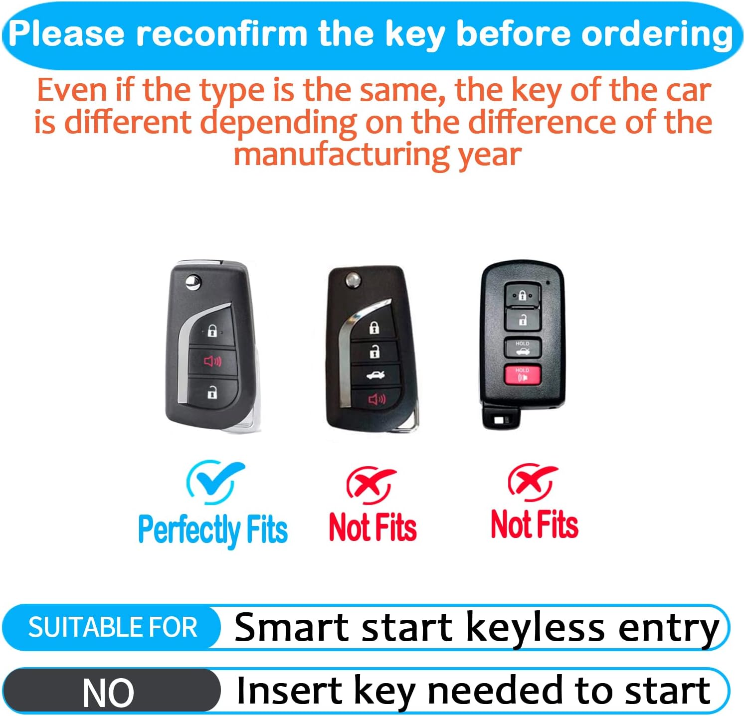 for Toyota Key Fob Cover with Keychain Soft Full Protection Case Compatible with 2019-2025 RAV4 LE 2018-2024 Camry LE/SE, 2017-2025 Corolla LE/SE 2018-2022 C-HR LE (3 Buttons, Blue) image 2