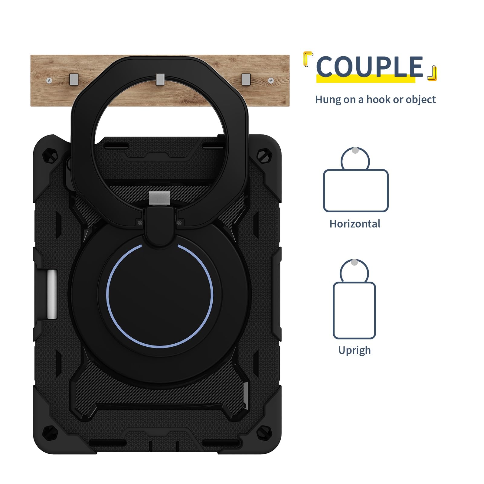 Custodia per tablet per iPad di 11a generazione A16 da 11 pollici 2025, resistente, antiurto, con cavalletto, robusta custodia protettiva con tracolla (nero)