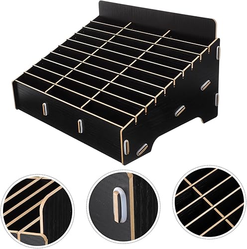 Miniatura 4 de Organizador de estantes de escritorio, almacenamiento de cable para oficina, estante de exhibición de teléfono de madera, soporte de almacenamiento