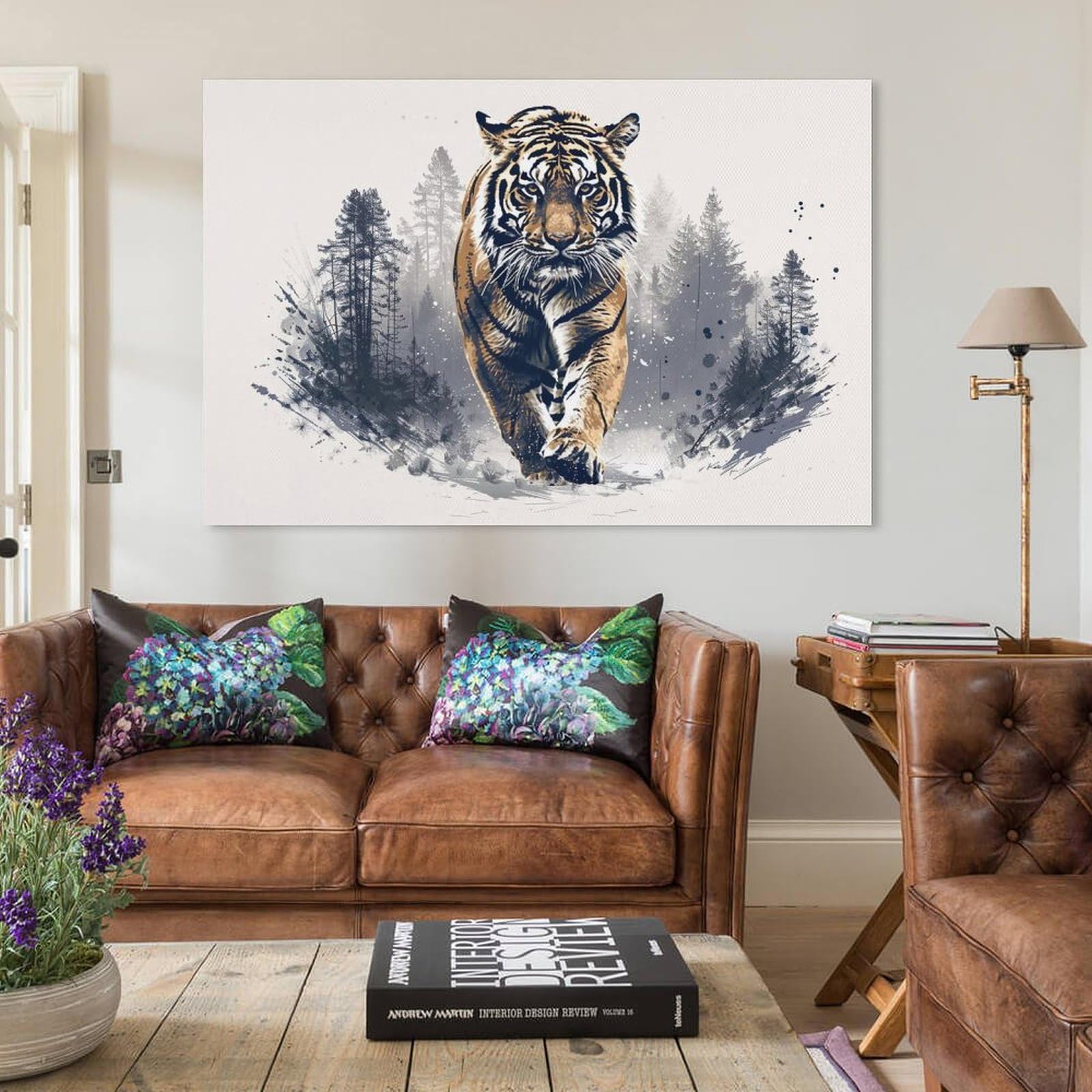 Amazon.co.jp: 絵画 ジャングルタイガーインテリア 絵画 動物イラスト