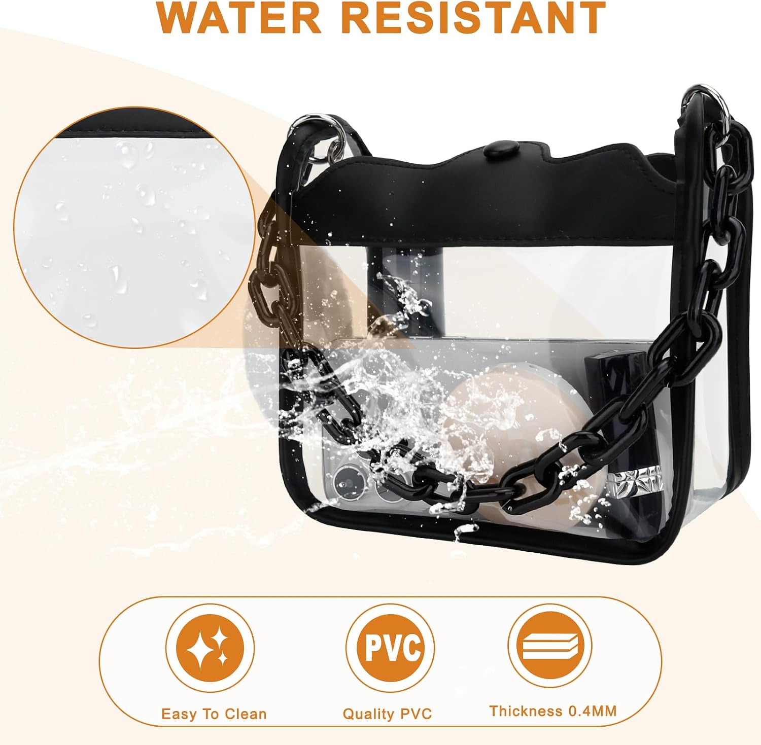 DOB SECHS Clear Bag for Stadium Events Transparent Concert Purse for Women Small See Through Crossbody Bag for Sport Event thumbnail