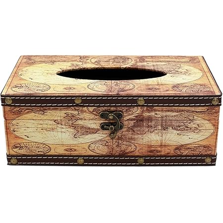 Boîte à Mouchoirs - Vintage Style Antique En Bois à Empiler En Tissue Paper Pour Le Domicile/Bureau/Salle De Bain/Voiture - Maison