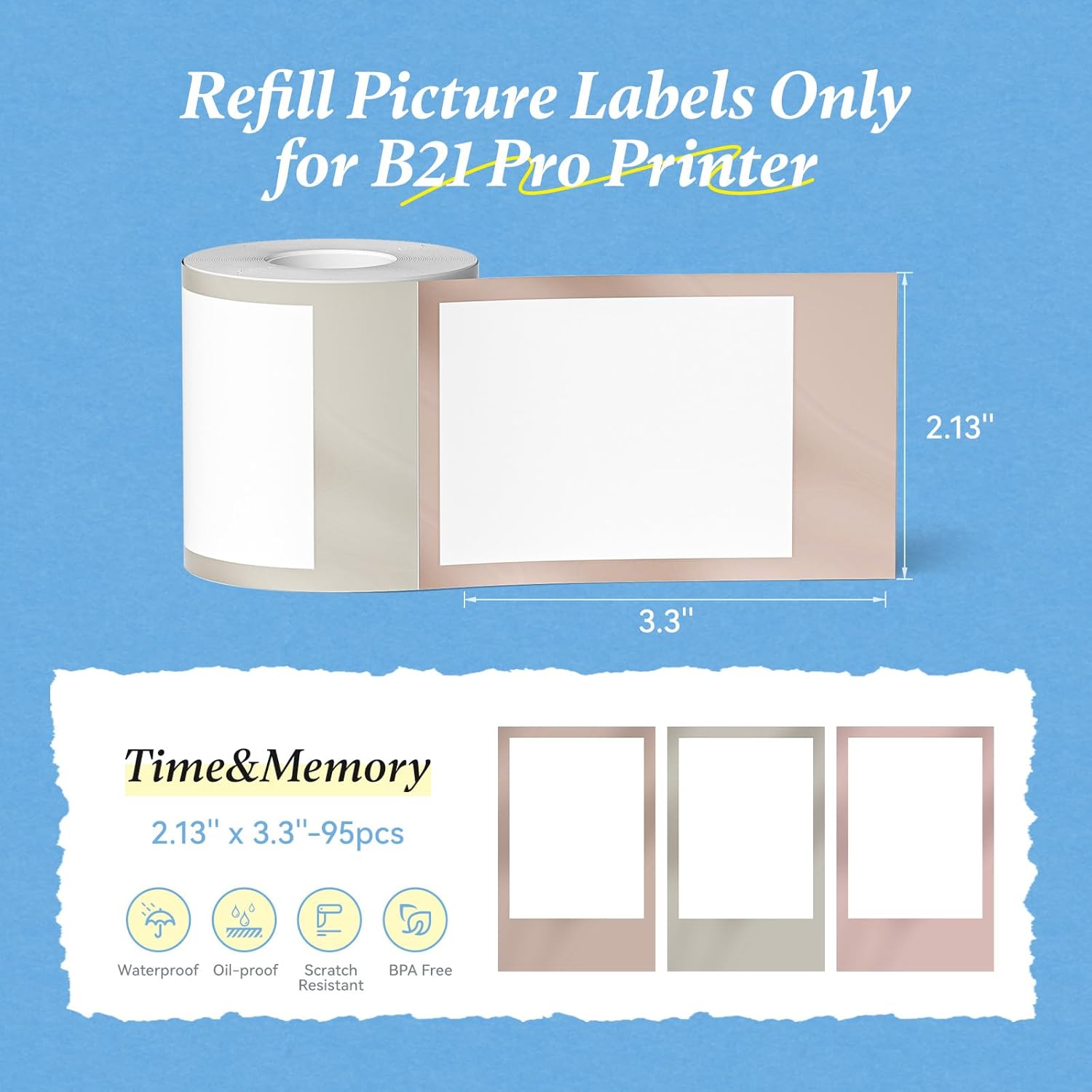 NIIMBOT B21 Pro Label Maker with 3 Roll Labels,300DPI HD Thermal Printer