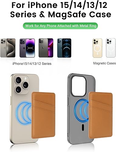Miniatura 6 de Senose Cartera magnética para teléfono, cartera de cuero Mag-Safe para la parte posterior del teléfono, compatible con iPhone 15141312