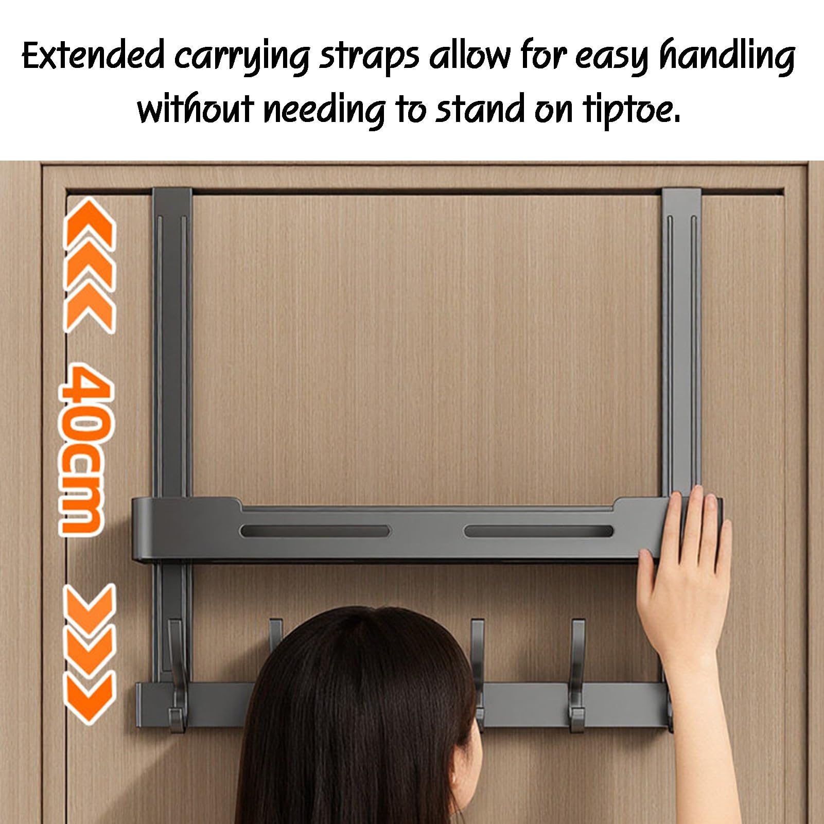 Organizzatore e Contenitore da Appendere Dietro la Porta, con 1 Cestino e Gancio Appendiabiti, mensole per dispensa, organizzazione per Lavanderia e Bagno (5 Ganci)