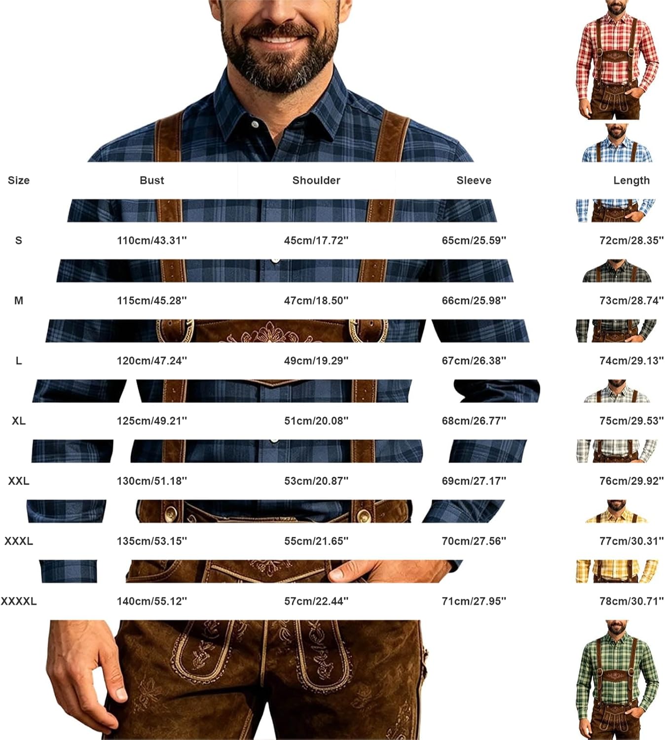 HJINGSUN Plaid Shirt Men Traditional Oktoberfest Shirts | Oktoberfest Shirts for Men German Lederhosen Shirt Original Bavarian Long Sleeve Button Down Tops for Lederhosen Outfit