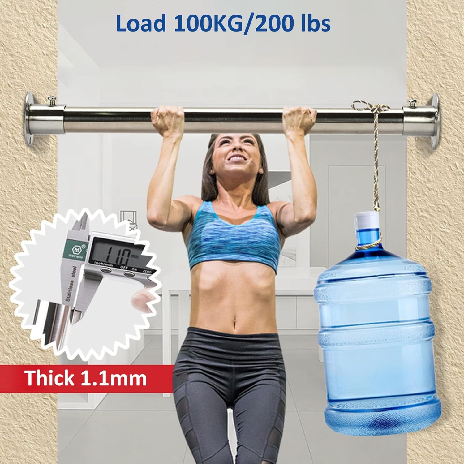 Heavy Duty Closet Rods for Hanging Clothes | 200lbs Capacity Stainless Steel Wall Mount Bar for Laundry Room, Wardrobe, Wood Shelving Unit & Shower (43 inches)