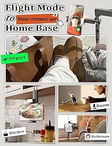 LISEN Best Airplane Tech Gadgets Tech Accessories Airplane Phone Holder (LED Light) Travel Essentials for Flying Gifts for Women Her Long Flight Travel Accessories for Women Men Selfie Photography