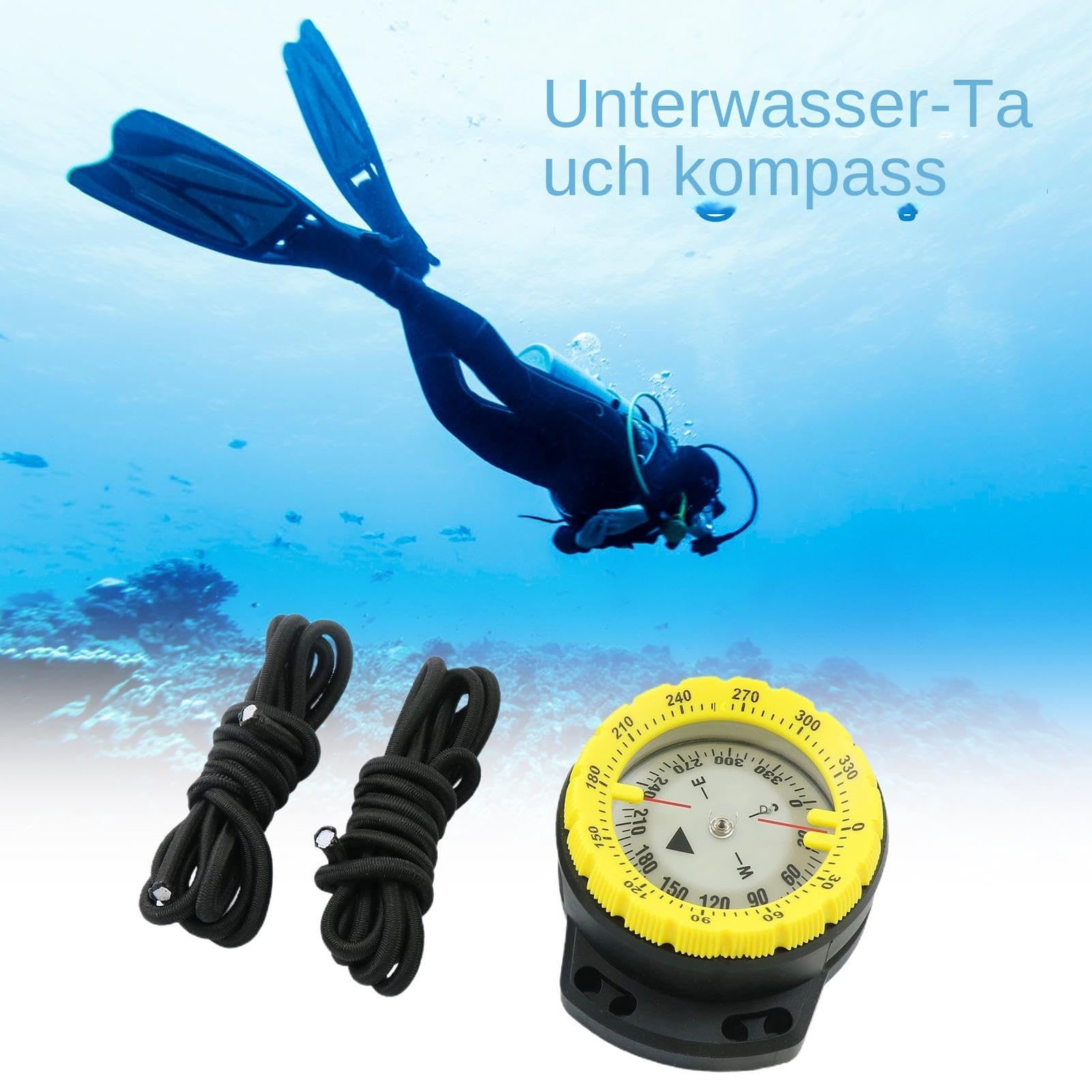 Tauchkompass, Tauchkompass Scuba - Wasserdichter Unterwasser-Tauchkompass mit Seil | Wassersport-Leuchtkompass mit Seitenfenster, Tauchzubehör